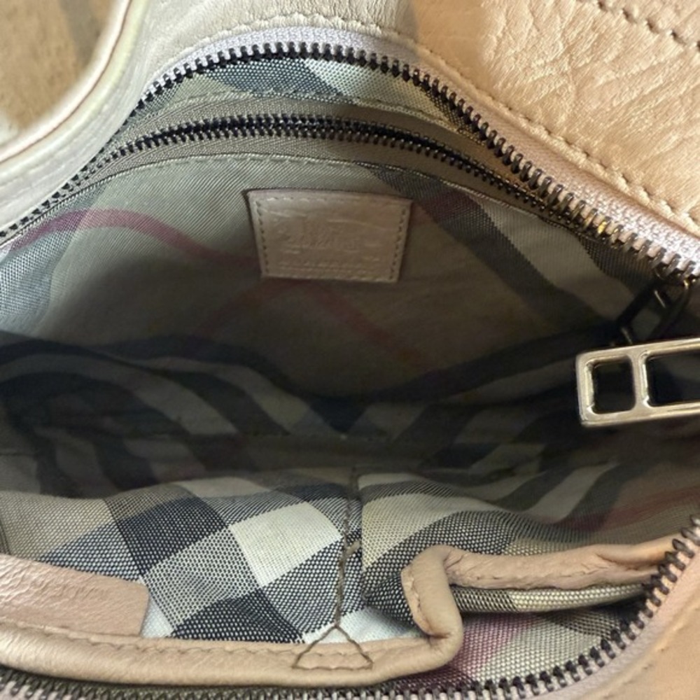 Auth BURBERRY Pink Leather Messenger Crossbody Bag Nova Check Lining Pockets Zip - Picture 12 of 14